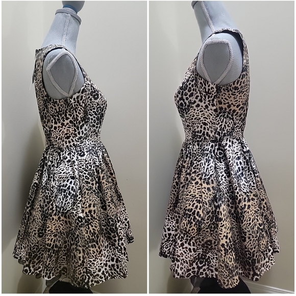 Jessica Simpson Dress Size 3/4 Leopard Print Cutout Back Sleeveless Fit & Flare - Picture 6 of 9